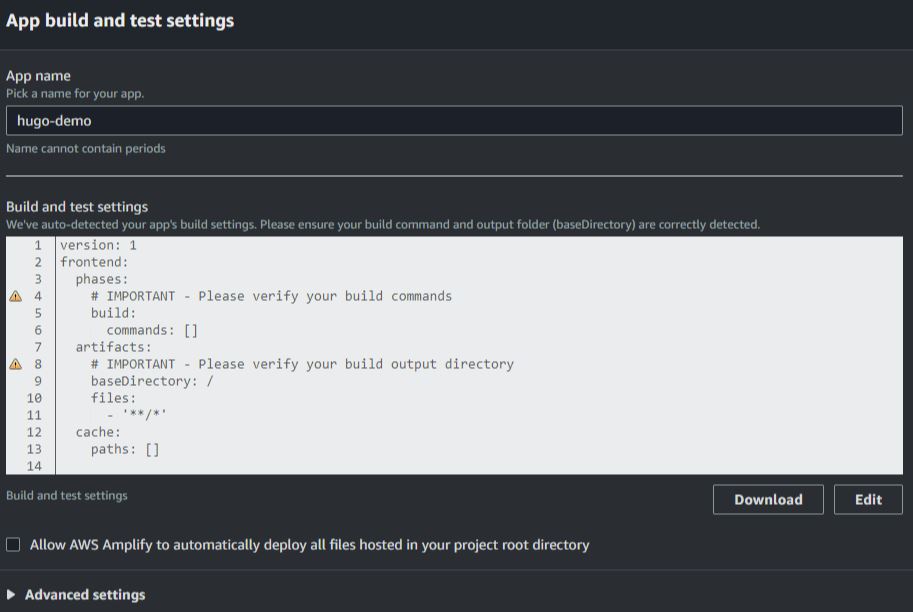 AWS Amplify: App Settings